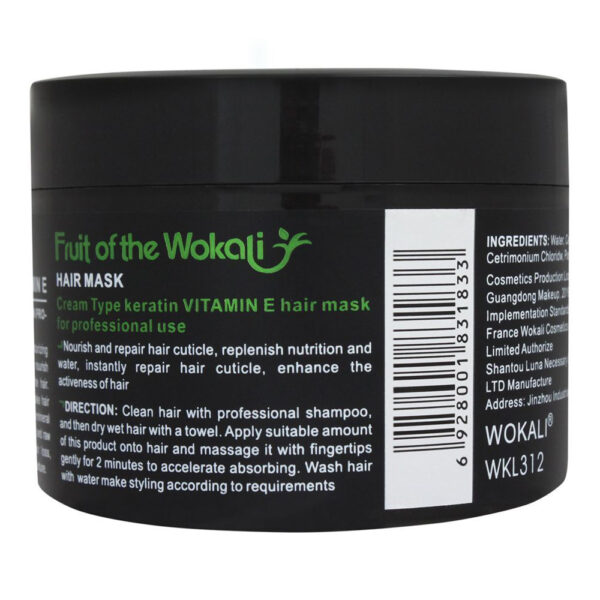 Wokali Vitamin E & Keratin Repairing Hair Mask (Moisture Intense Care) - Green 500ml - Image 2