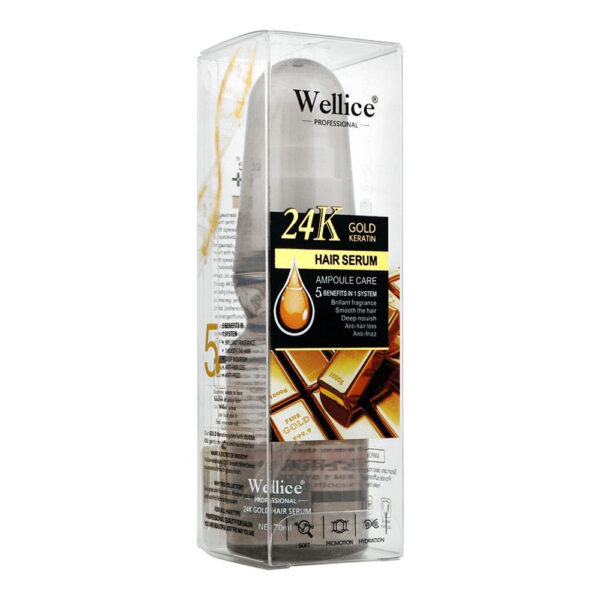 Wellice Professional 24K Gold Keratin Hair Serum 70ml - Image 2