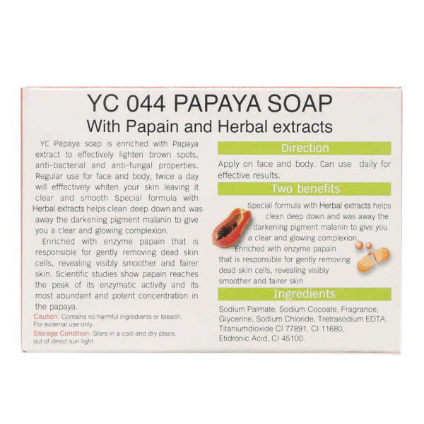 YC Papaya Soap with Herbal Extracts 100g - Image 2