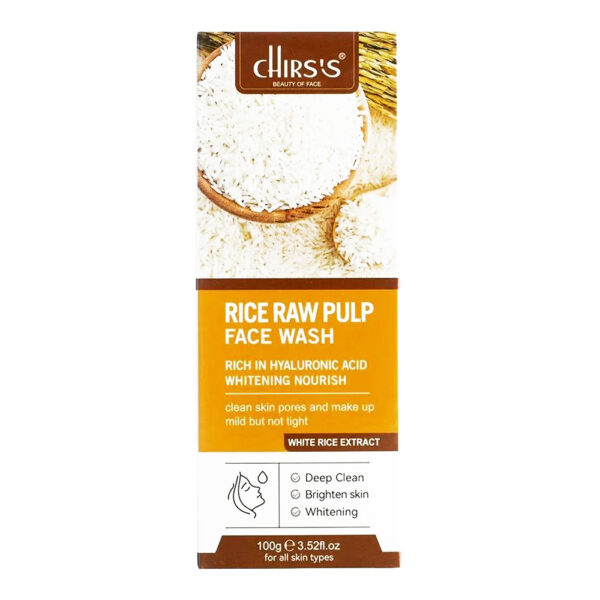 Chirs's Rice Raw Pulp Face Wash Rich in Hyaluronic Acid Whitening Nourish 100g - Image 2