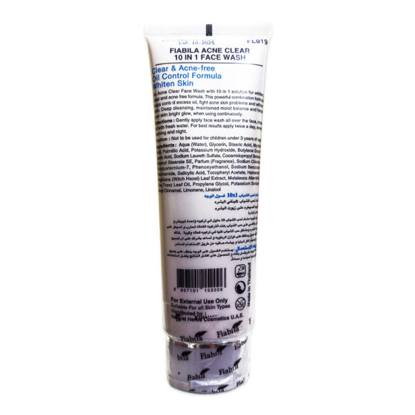 Fiabila Acne Clear 10 in 1 Face Wash 100ml - Image 2