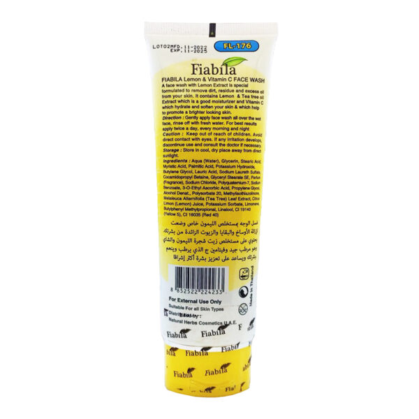Fiabila Lemon & Vitamin C Face Wash 100ml - Image 2